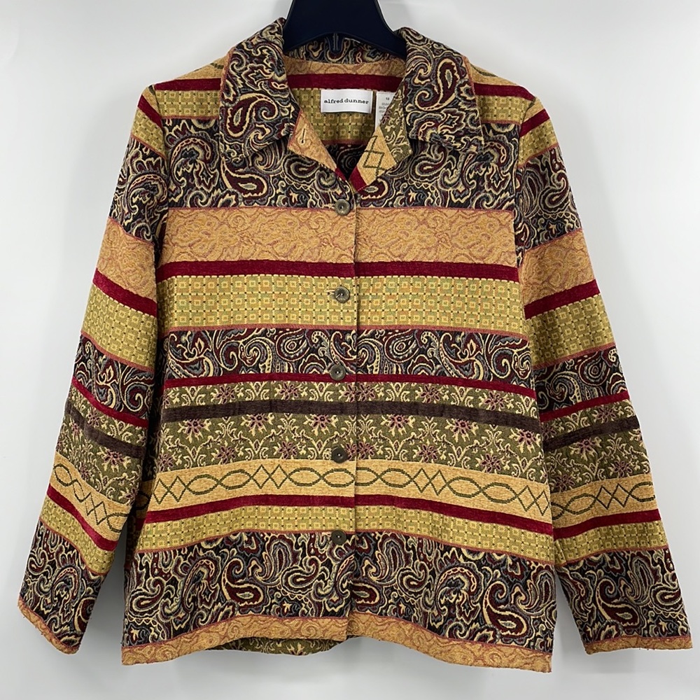 Vintage Alfred Dunner Tapestry Paisley Button Blazer Size 10